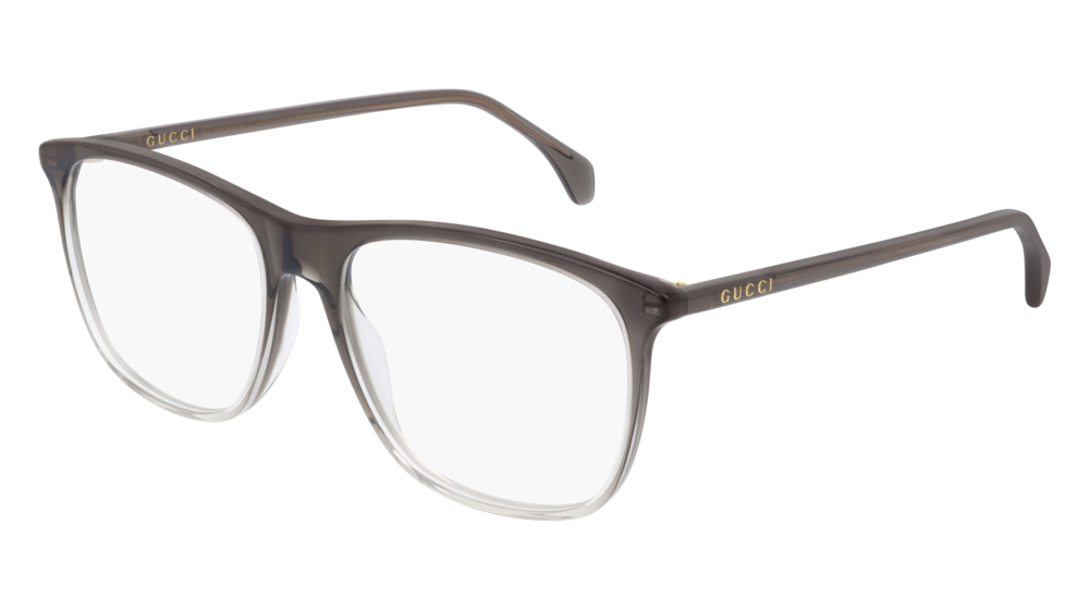 GUCCI GG0554O RECTANGULAR / SQUARE Eyeglasses For Men GG0554O-004 GREY GREY / TRANSPARENT CRYSTAL 55-16-145