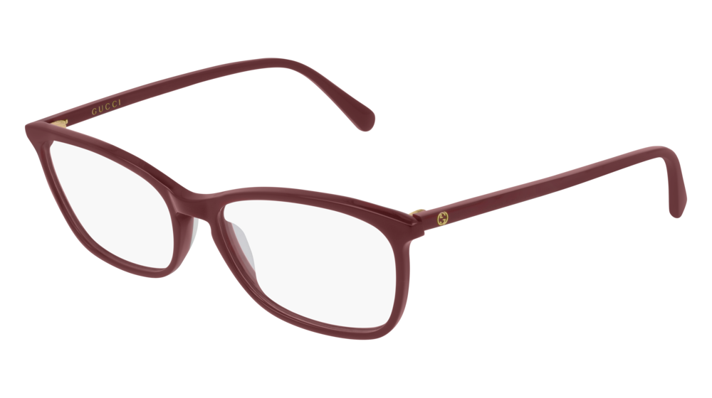 GUCCI GG0548O RECTANGULAR / SQUARE Eyeglasses For Women GG0548O-008 BURGUNDY BURGUNDY / TRANSPARENT TRANSPARENT 55-16-145
