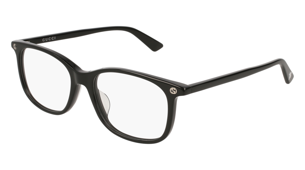GUCCI GG0157OA RECTANGULAR / SQUARE Eyeglasses For Women GG0157OA-001 BLACK BLACK / TRANSPARENT SHINY 52-17-145
