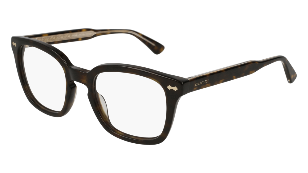 GUCCI GG0184O RECTANGULAR / SQUARE Eyeglasses For UNISEX GG0184O-002 HAVANA HAVANA / TRANSPARENT DARK 50-21-145