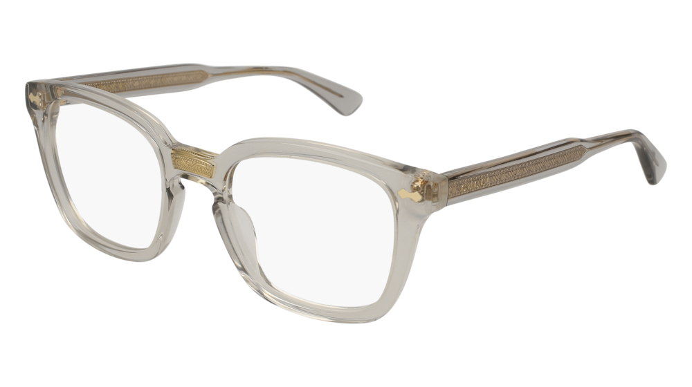 GUCCI GG0184O RECTANGULAR / SQUARE Eyeglasses For UNISEX GG0184O-005 GREY GREY / TRANSPARENT TRANSPARENT 50-21-145