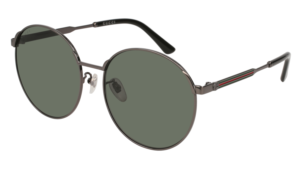 GUCCI GG0206SK ROUND / OVAL Sunglasses For Women GG0206SK-002 RUTHENIUM RUTHENIUM / GREY SHINY 58-17-150