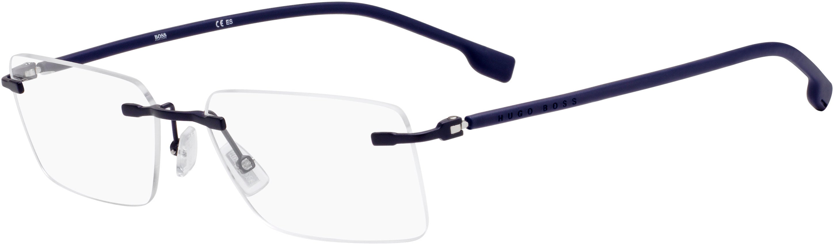 Boss (hub) Boss 1011 Rectangular Eyeglasses 0FLL-0FLL Matte Blue (00 Demo Lens)