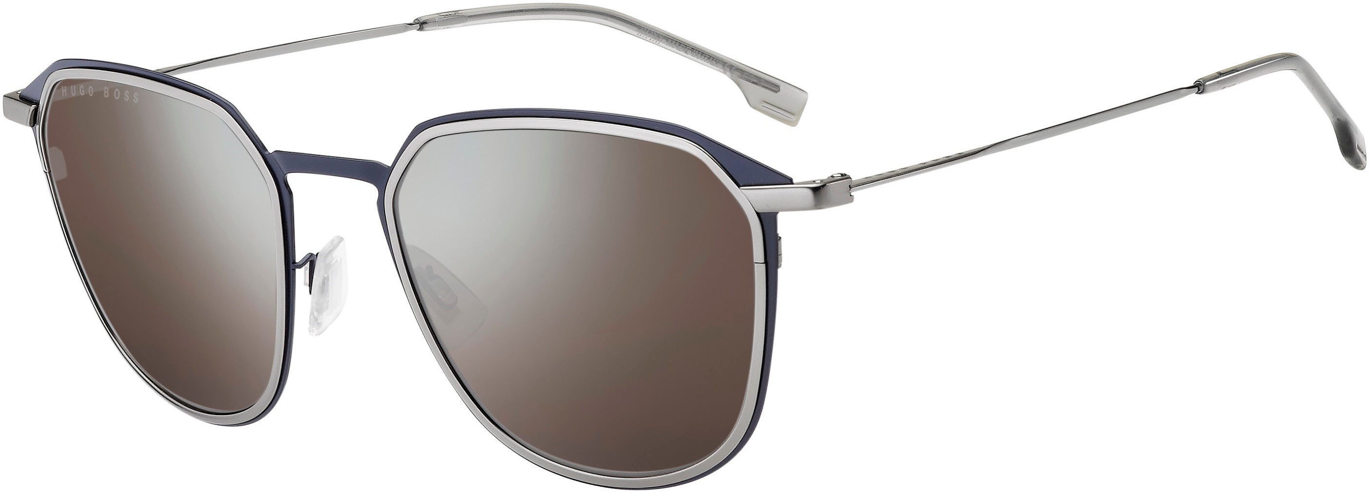 Boss (hub) Boss 1195/S Rectangular Sunglasses 09T9-09T9  Matte Rut Blue (T4 Silver Mirror)