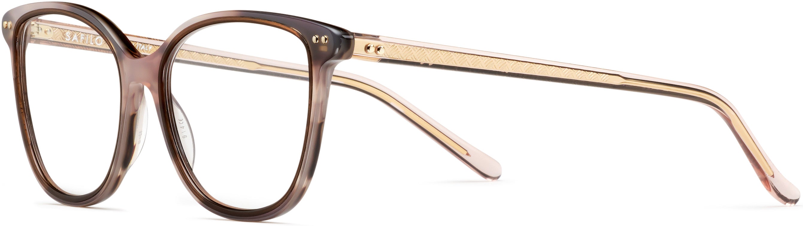 Safilo 2.0 Cerchio 05 Square Eyeglasses 01ZX-01ZX Pink Horn (00 Demo Lens)