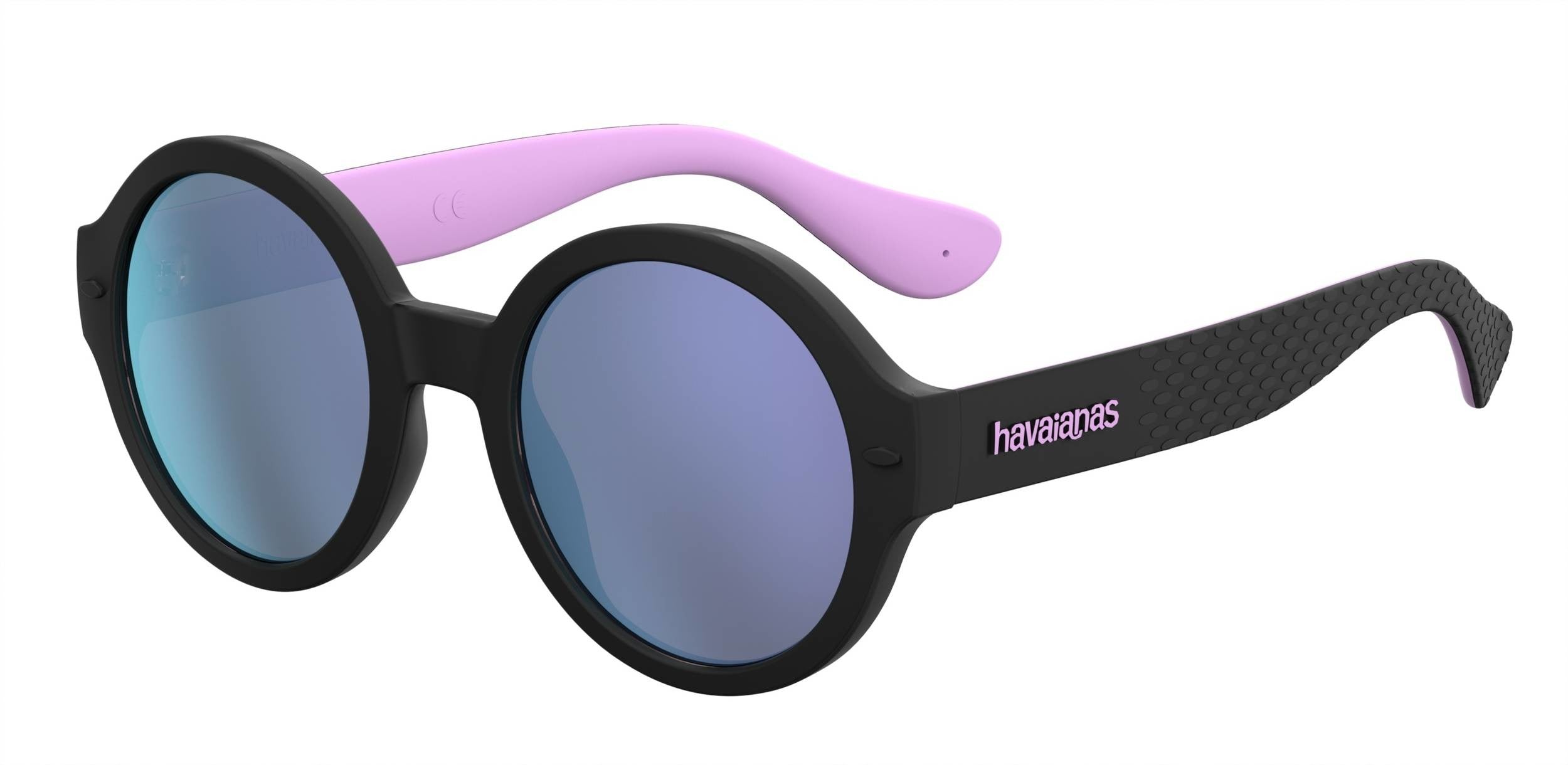 Havaianas Floripa/M Oval Modified Sunglasses 0HK8-0HK8 Black Violet (IH Gray Violet Mirror)