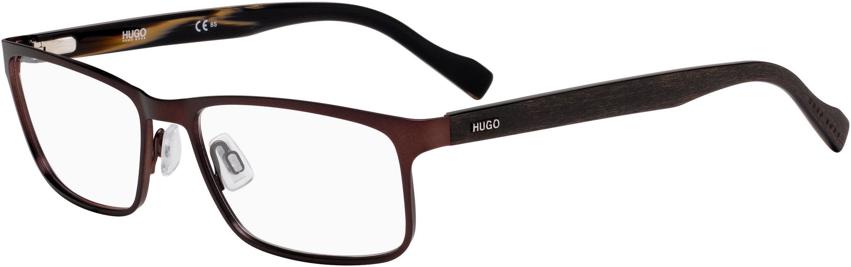 Hugo (hug) Hugo 0151 Rectangular Eyeglasses 04IN-04IN Matte Brown (00 Demo Lens)