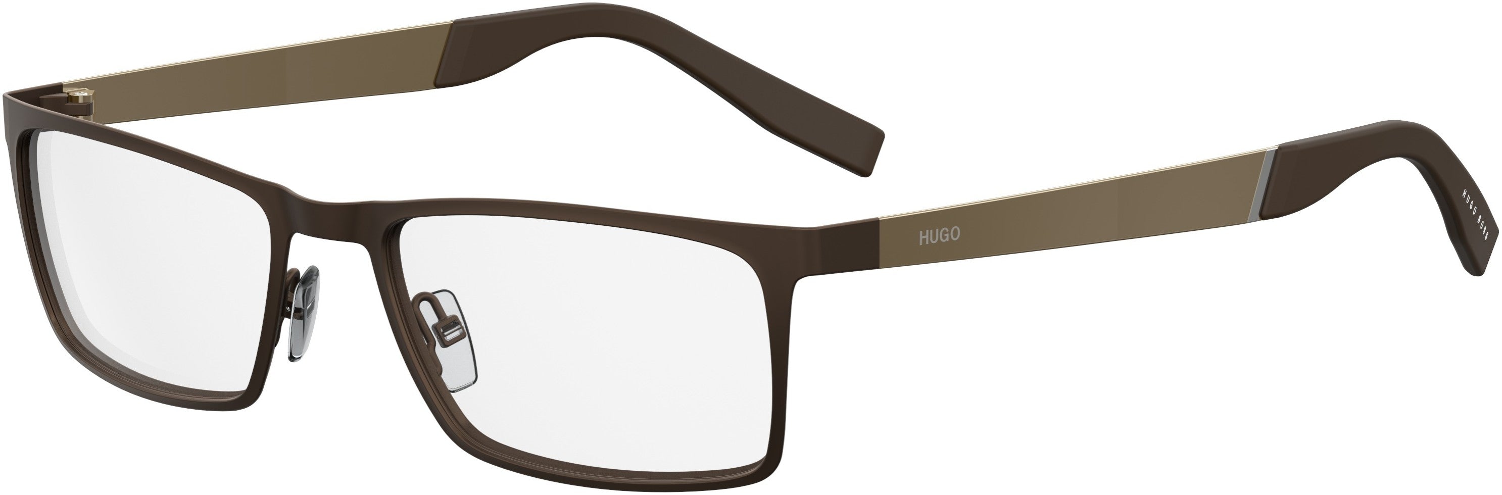 Hugo (hug) Hugo 0228 Rectangular Eyeglasses 0YZ4-0YZ4 Matte Brown (00 Demo Lens)