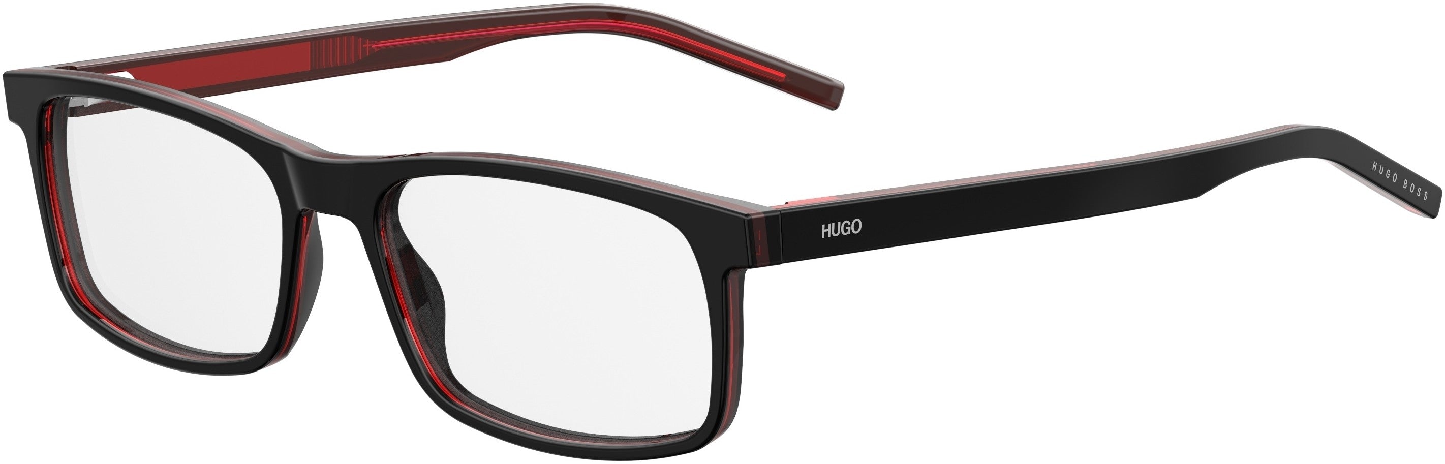 Hugo (hug) Hugo 1004 Rectangular Eyeglasses 0OIT-0OIT Black Redgd (00 Demo Lens)