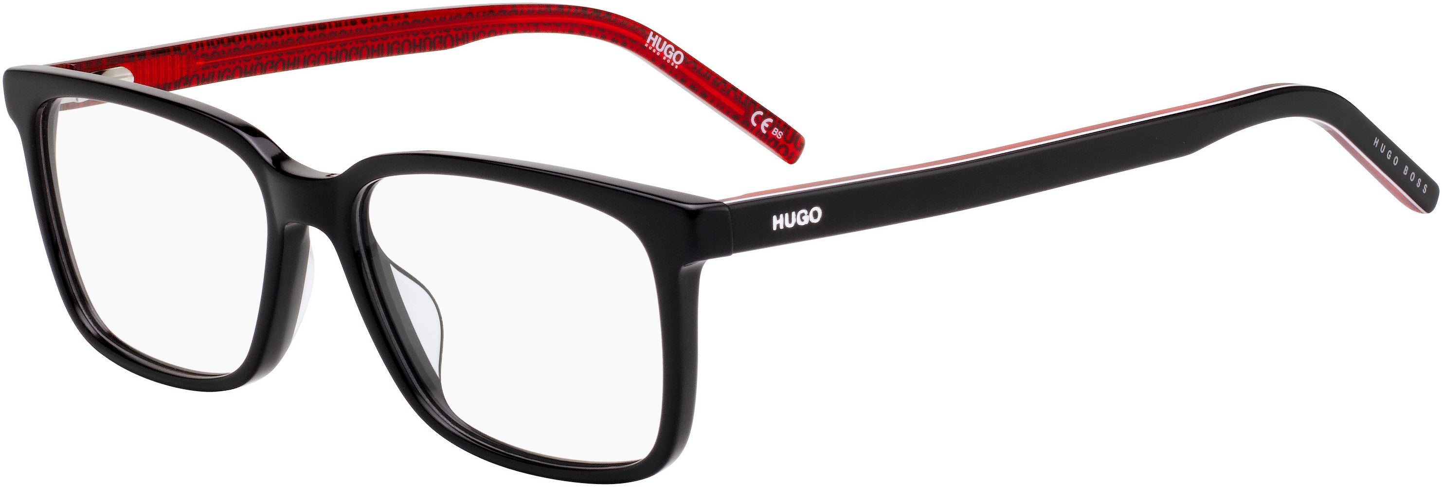 Hugo (hug) Hugo 1010 Rectangular Eyeglasses 0OIT-0OIT Black Redgd (00 Demo Lens)