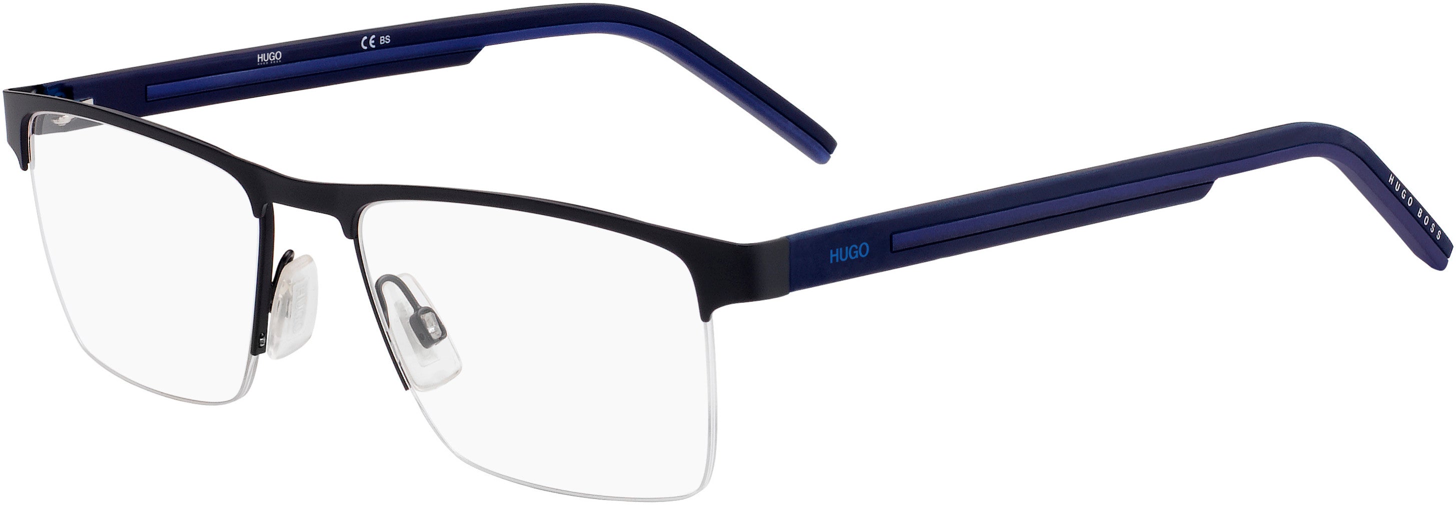 Hugo (hug) Hugo 1066 Rectangular Eyeglasses 0FLL-0FLL Matte Blue (00 Demo Lens)