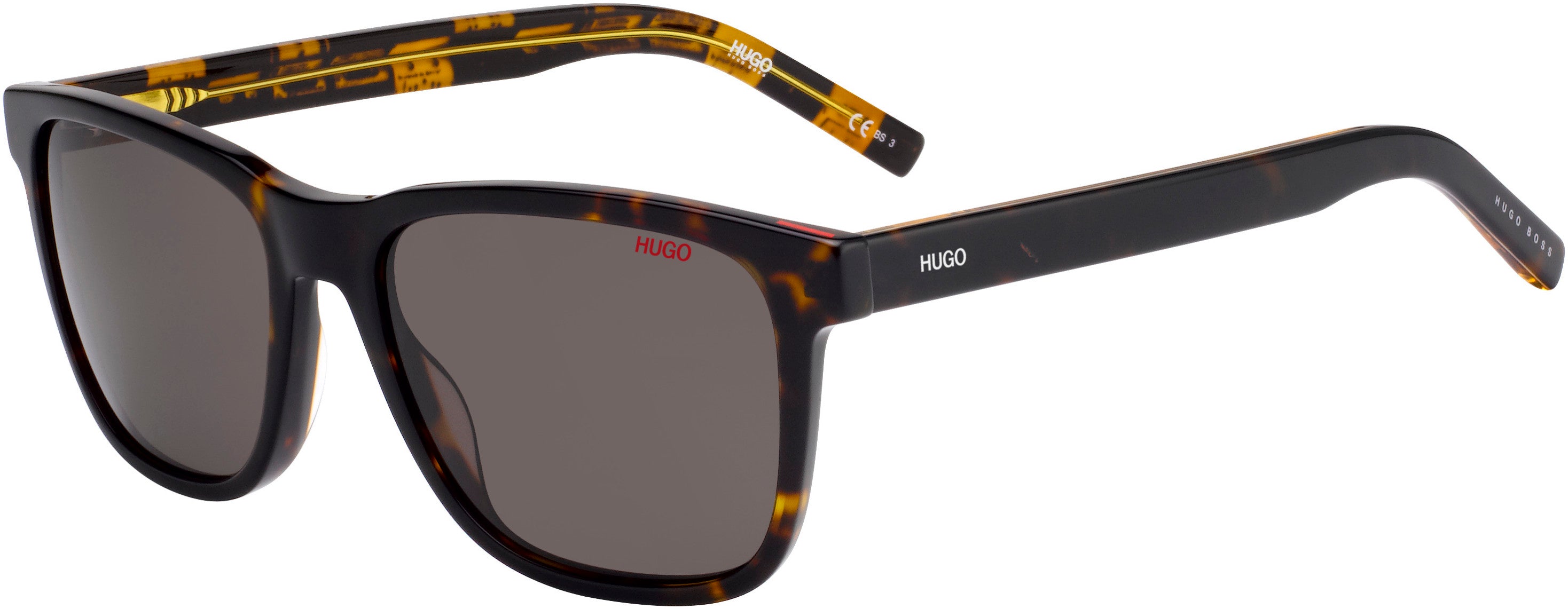 Hugo (hug) Hugo 1073/S Rectangular Sunglasses 0TBB-0TBB Havana Pattern Yellow (70 Brown)