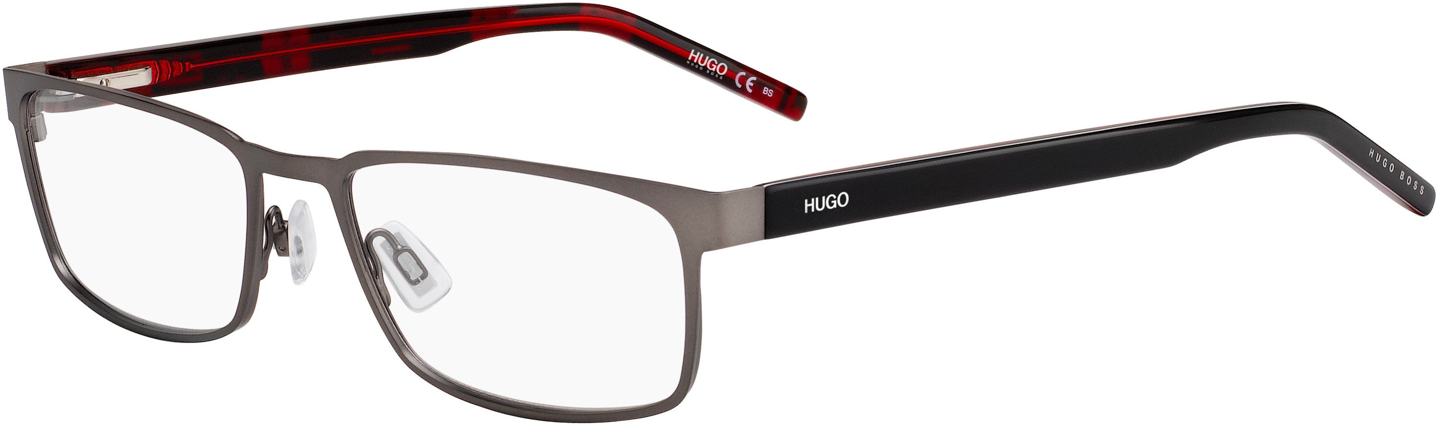 Hugo (hug) Hugo 1075 Rectangular Eyeglasses 0R80-0R80 Semi Matte Dark Ruthenium (00 Demo Lens)
