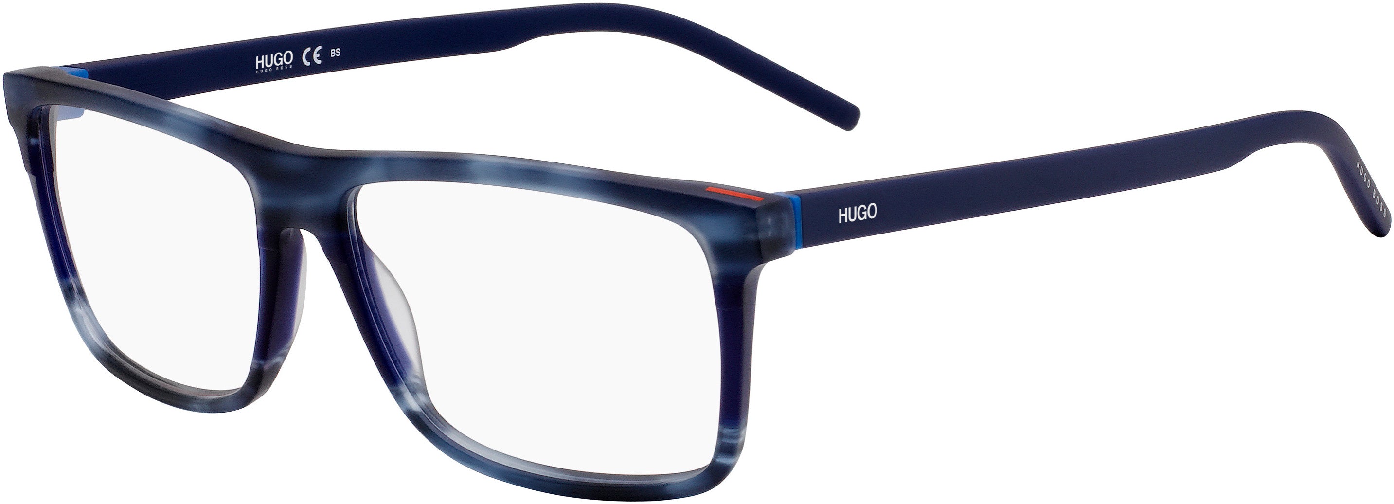 Hugo (hug) Hugo 1088 Rectangular Eyeglasses 0HW8-0HW8 Blue Horn (00 Demo Lens)