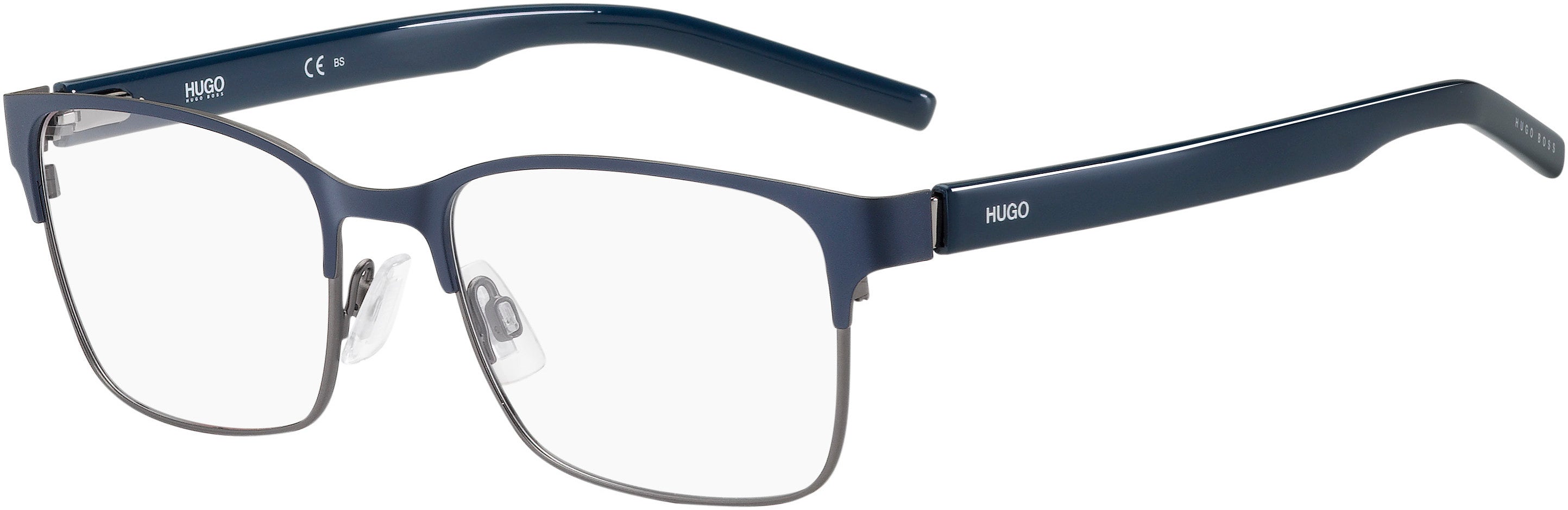 Hugo (hug) Hugo 1114 Square Eyeglasses 0FLL-0FLL Matte Blue (00 Demo Lens)