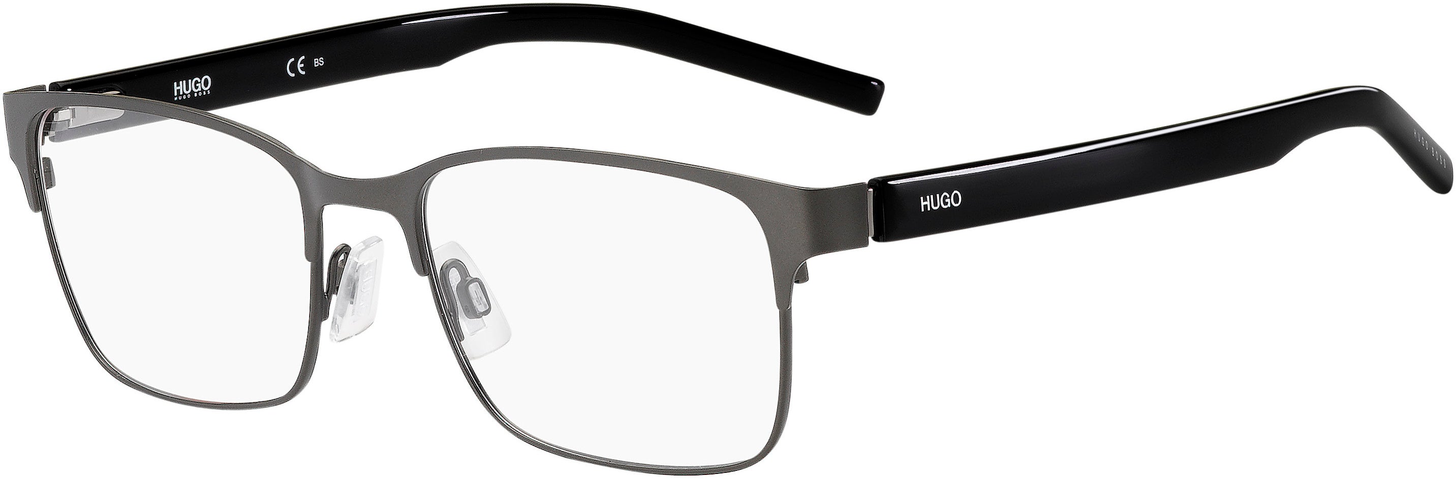 Hugo (hug) Hugo 1114 Square Eyeglasses 0SVK-0SVK Semi Matte Ruthenium Black (00 Demo Lens)