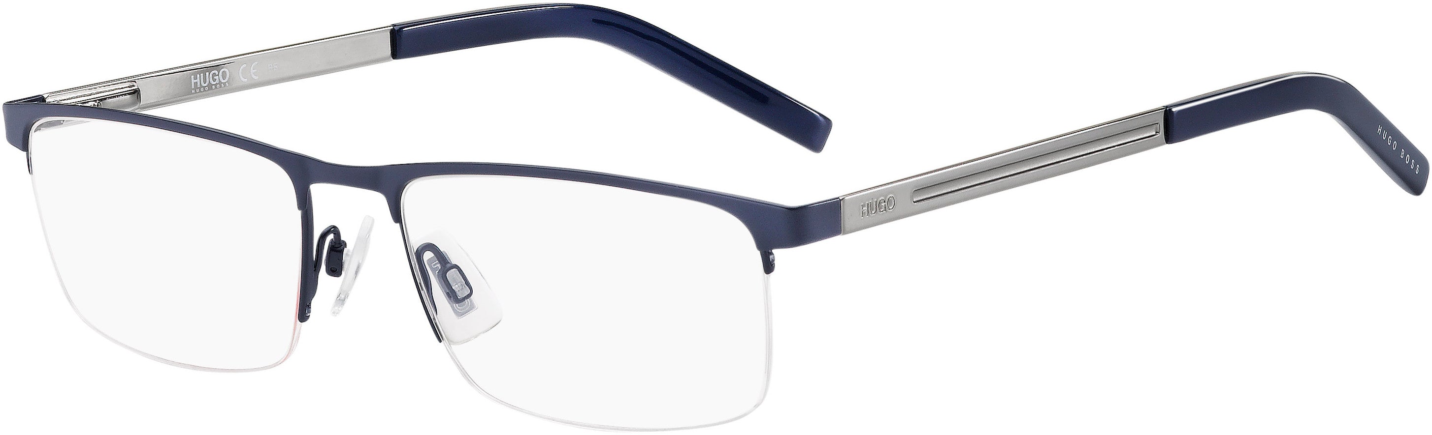 Hugo (hug) Hugo 1117 Square Eyeglasses 0FLL-0FLL Matte Blue (00 Demo Lens)