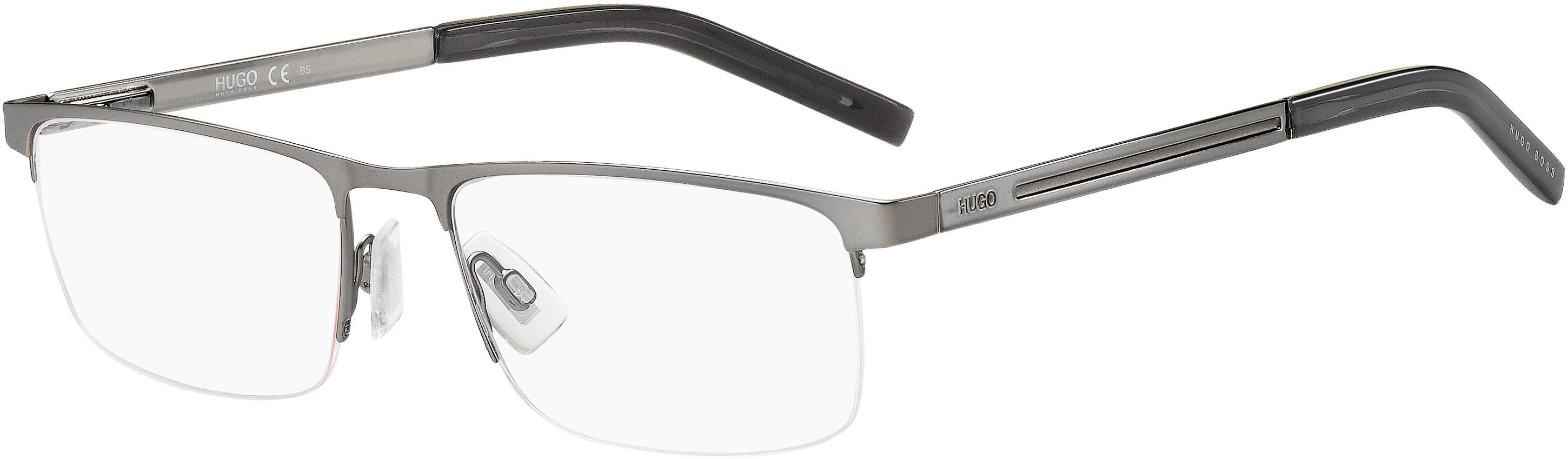 Hugo (hug) Hugo 1117 Square Eyeglasses 0R80-0R80 Semi Matte Dark Ruthenium (00 Demo Lens)