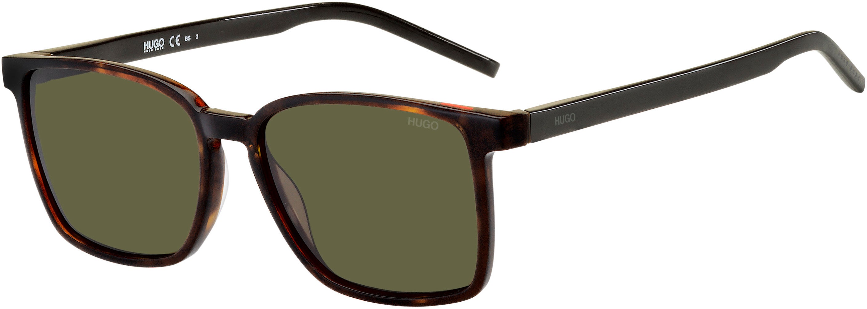 Hugo (hug) Hugo 1128/S Rectangular Sunglasses 0086-0086 Dark Havana (QT Green)