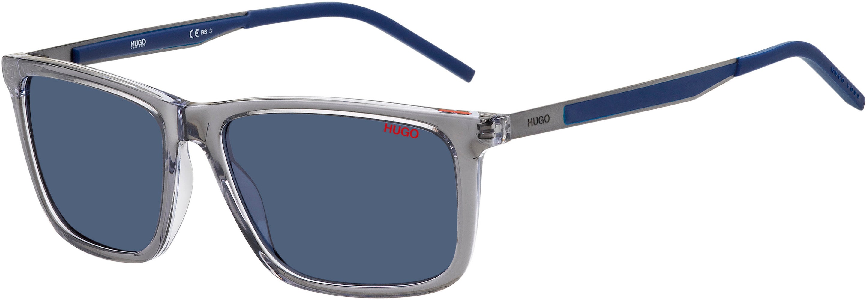 Hugo (hug) Hugo 1139/S Rectangular Sunglasses 0CBL-0CBL Light Gray Crystal (KU Blue)