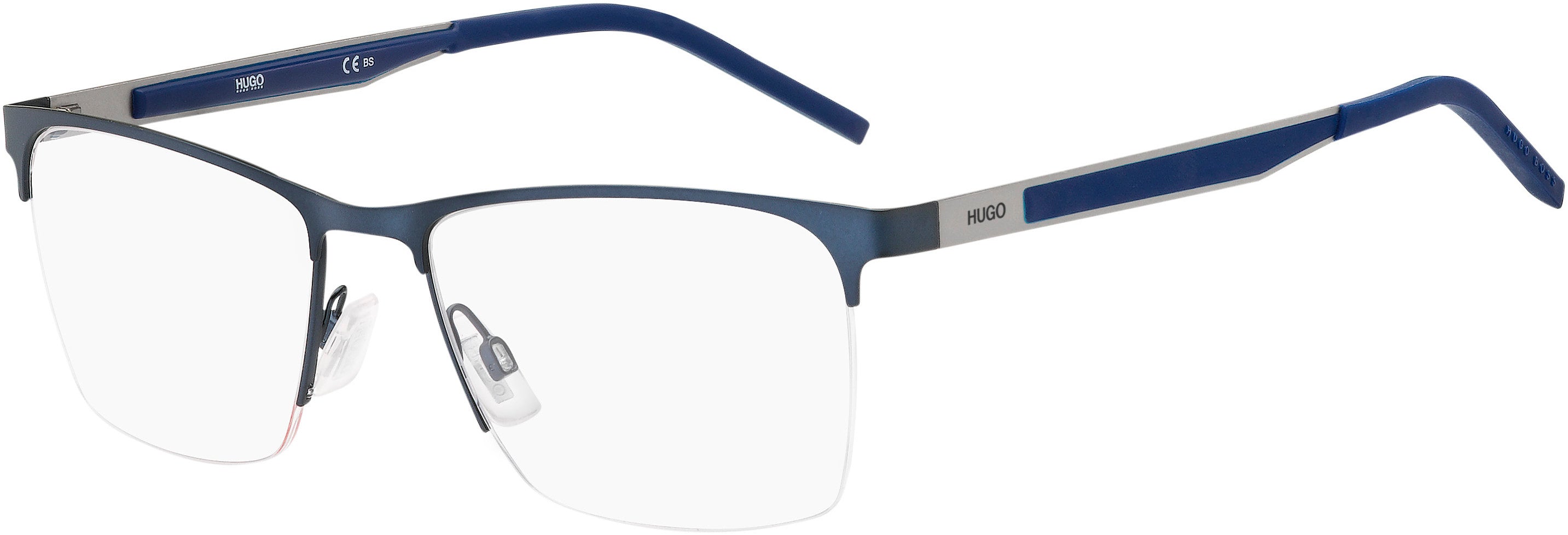 Hugo (hug) Hugo 1142 Rectangular Eyeglasses 0FLL-0FLL Matte Blue (00 Demo Lens)