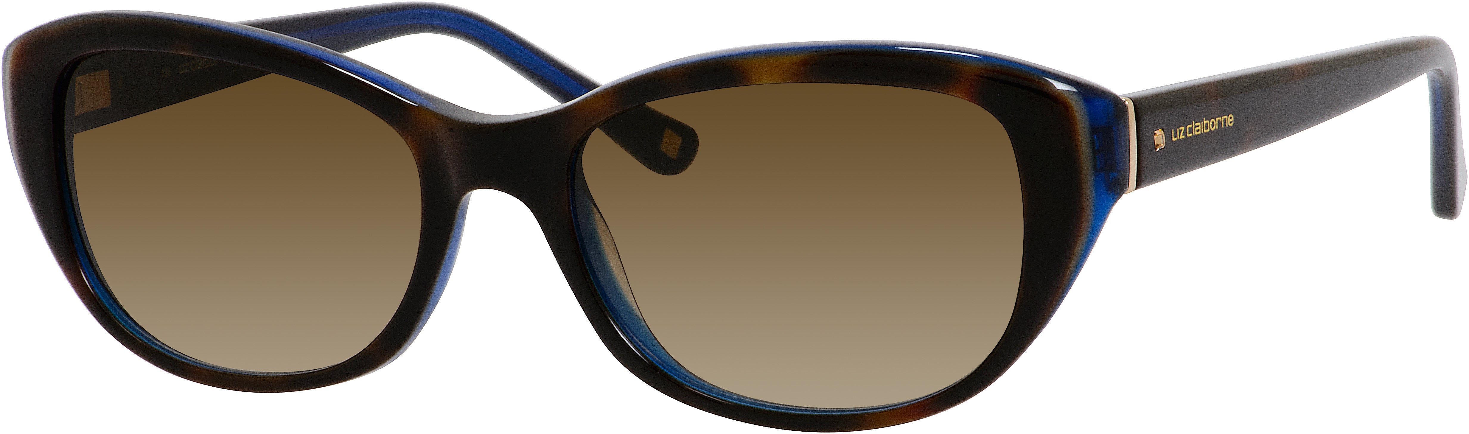 Liz Claiborne 561/S Oval Sunglasses 0DW2-0DW2 Havana Blue (CC Brown Gradient)