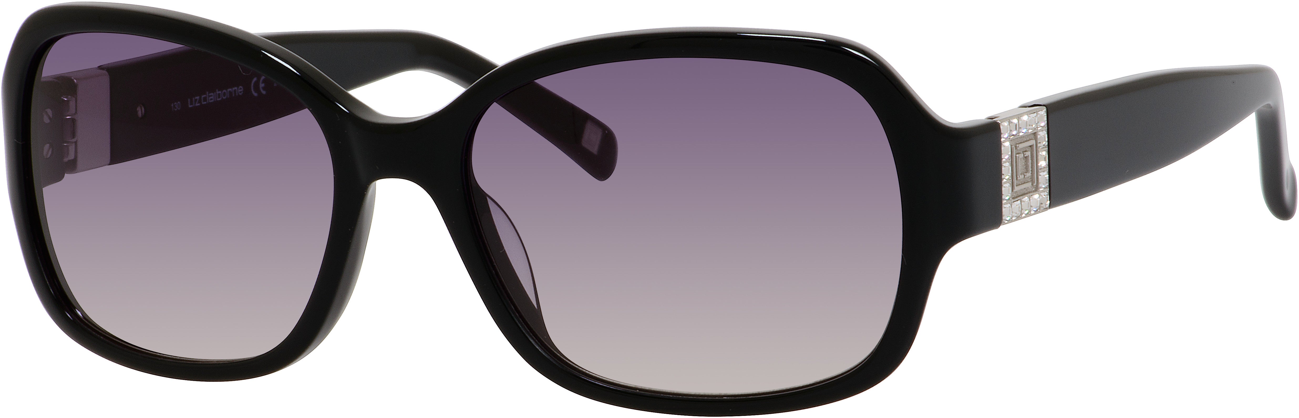 Liz Claiborne 563/S Rectangular Sunglasses 0807-0807 Black (LF Gray Gradient)