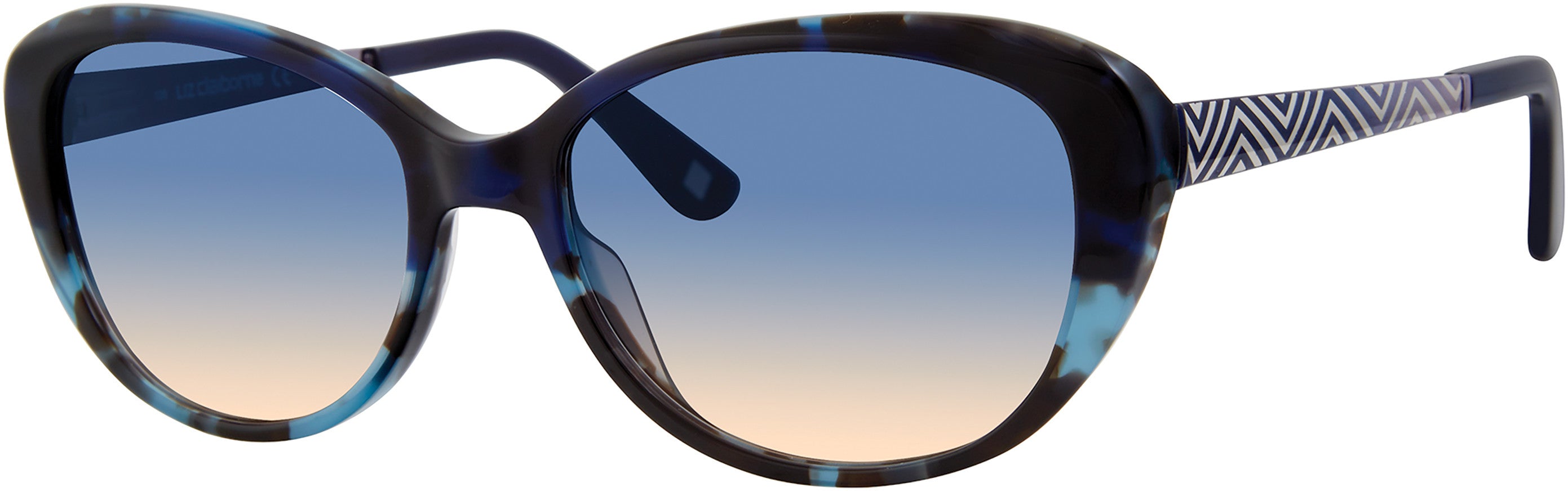 Liz Claiborne 571/S Oval Modified Sunglasses 0IPR-0IPR Havana Blue (I4 Blue Gradient)