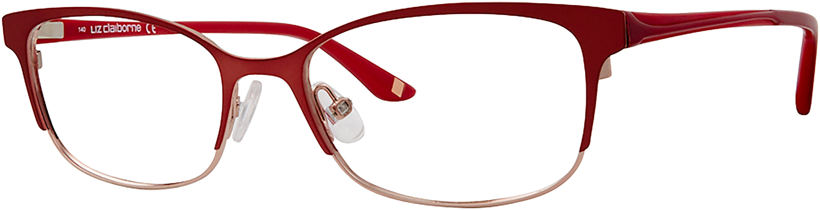 Liz Claiborne 644 Rectangular Eyeglasses 0G1C-0G1C Redgd Semi Matte (00 Demo Lens)