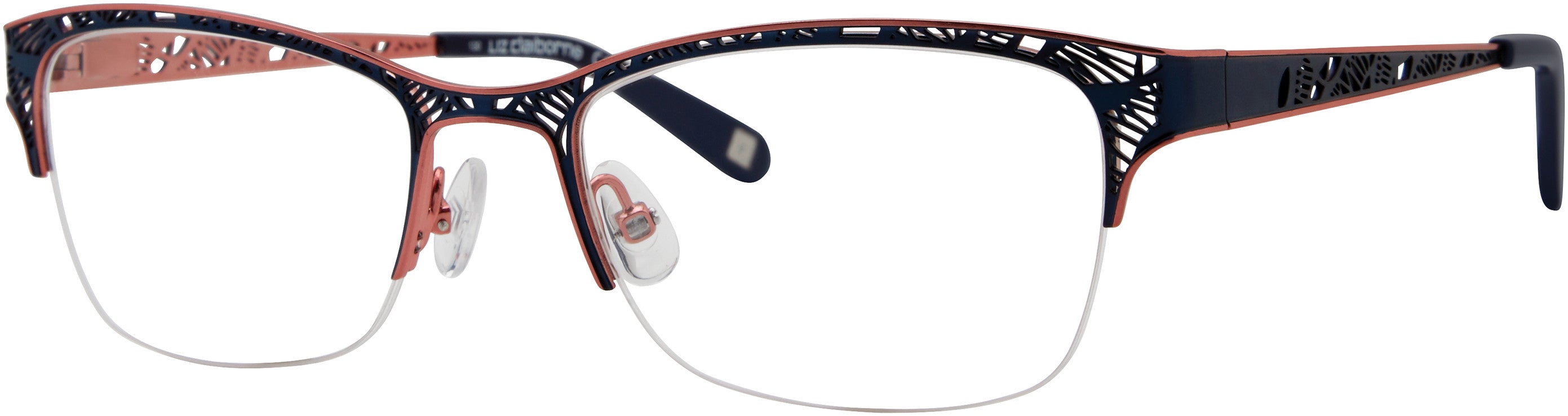 Liz Claiborne 645 Cat Eye/butterfly Eyeglasses 0E8W-0E8W Semi Matte Navy (00 Demo Lens)