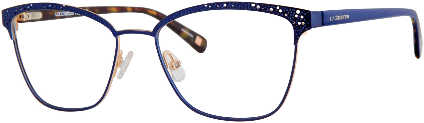 Liz Claiborne 651 Cat Eye/butterfly Eyeglasses 0E8W-0E8W Semi Matte Navy (00 Demo Lens)