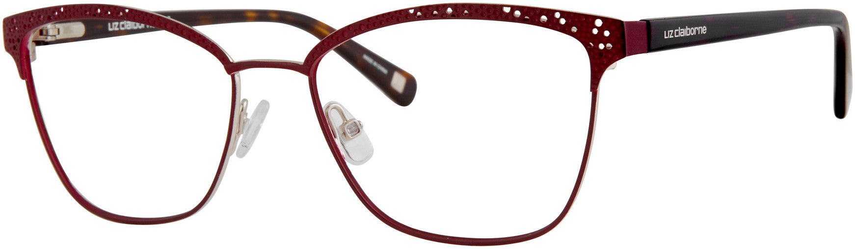 Liz Claiborne 651 Cat Eye/butterfly Eyeglasses 0LHF-0LHF Opal Burgundy (00 Demo Lens)