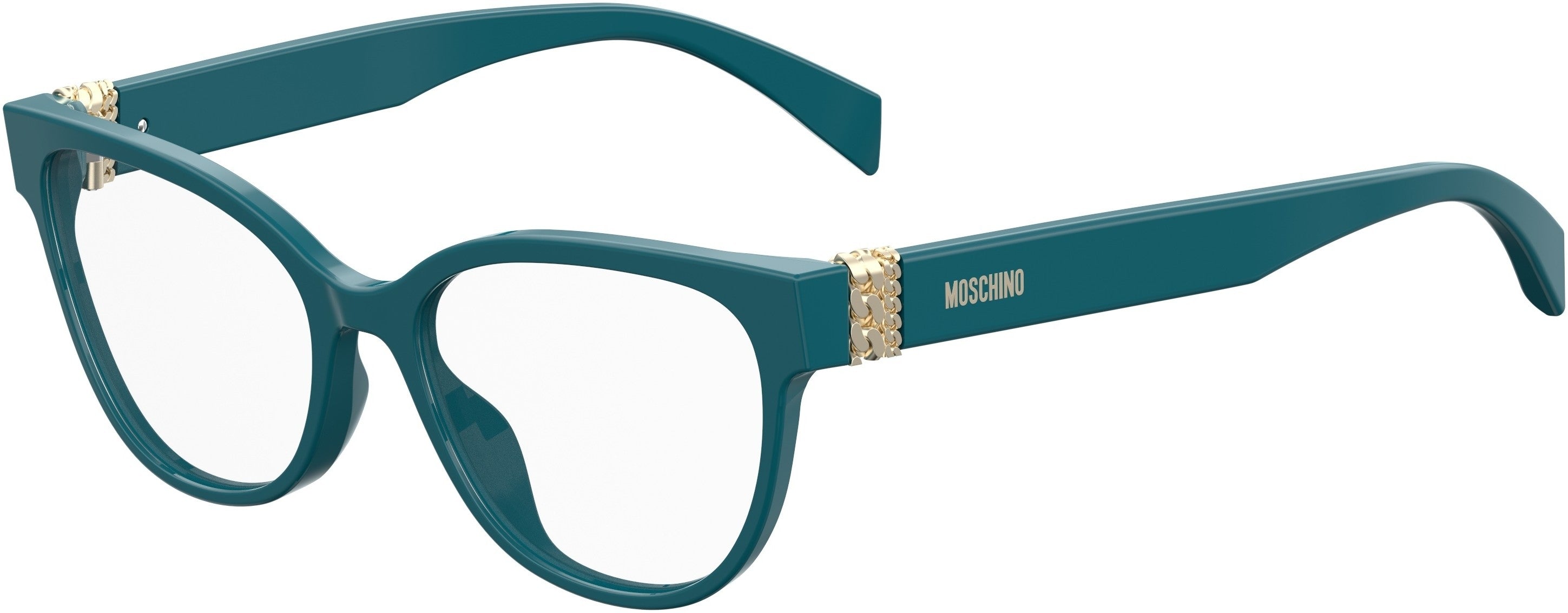 Moschino 509 Oval Modified Eyeglasses 0ZI9-0ZI9 Transparent Teal Tea (00 Demo Lens)