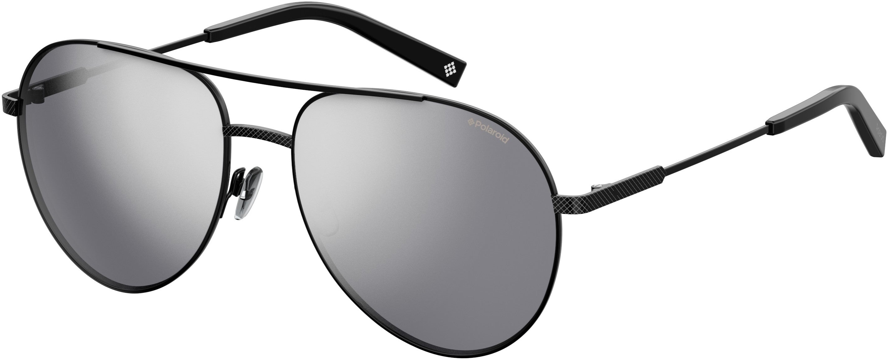 Polaroid Core Polaroid 2069/F/s/X Aviator Sunglasses 0807-0807 Black (EX Gray/Silver Mirror Po)