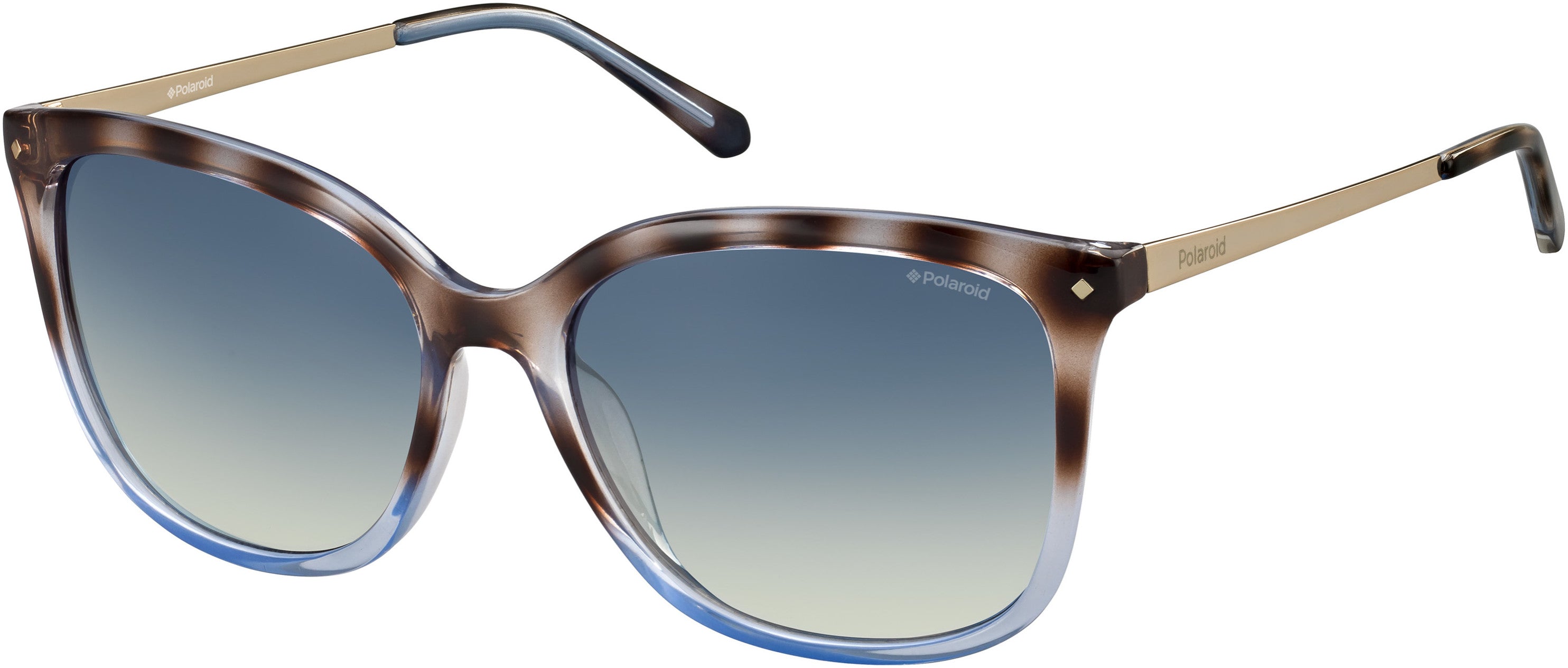 Polaroid Core Polaroid 4043/S Rectangular Sunglasses 0O70-0O70 Shiny Black Havana Gold (Z7 Blue Gradient Polarized)