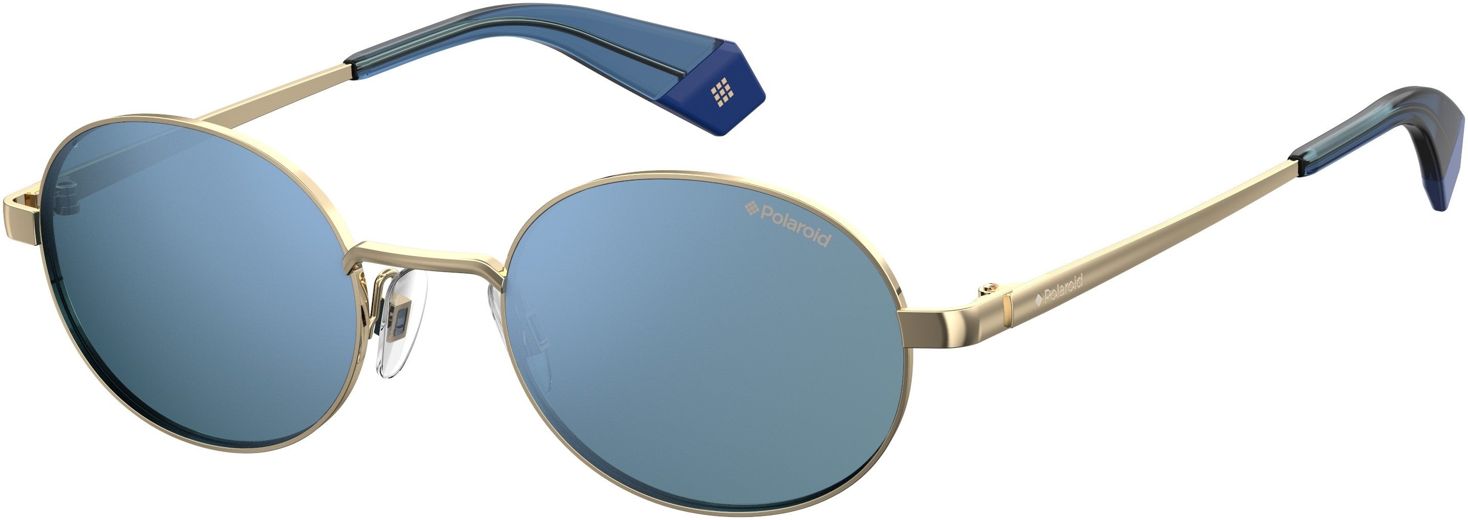 Polaroid Core Polaroid 6066/S Oval Modified Sunglasses 0LKS-0LKS Gold Blue (XN Silver Mirror Pz)