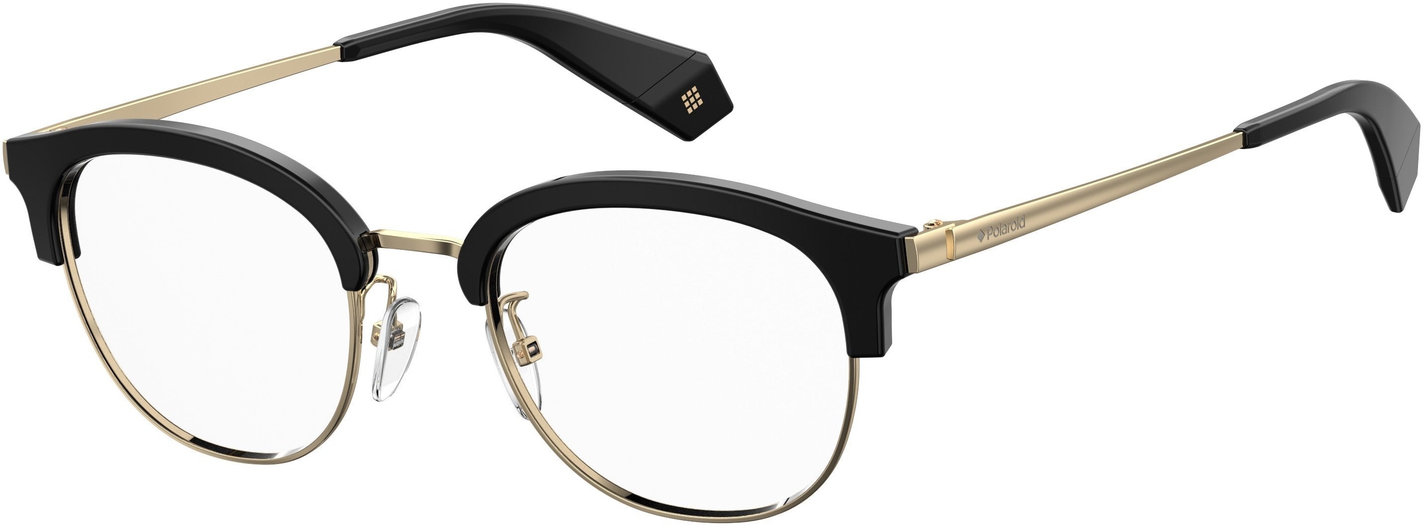 Polaroid Core Polaroid D 368/F Rectangular Eyeglasses 02M2-02M2 Black Gold (00 Demo Lens)