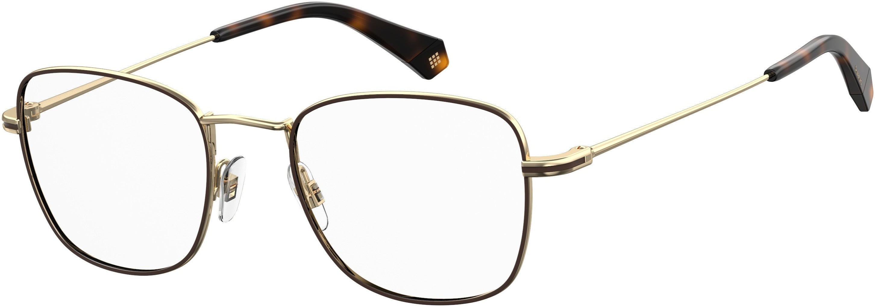 Polaroid Core Polaroid D 377/G Square Eyeglasses 001Q-001Q Gold Brown (00 Demo Lens)