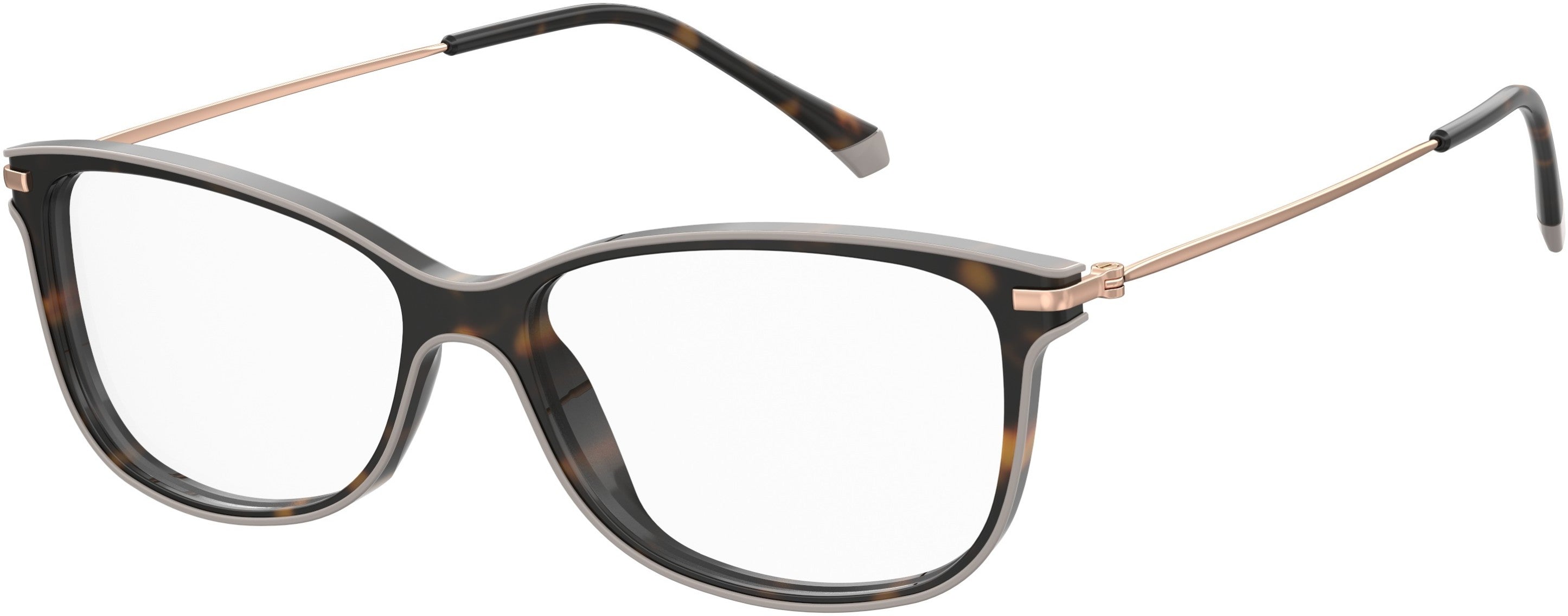 Polaroid Core Polaroid D 416 Rectangular Eyeglasses 0086-0086 Dark Havana (00 Demo Lens)