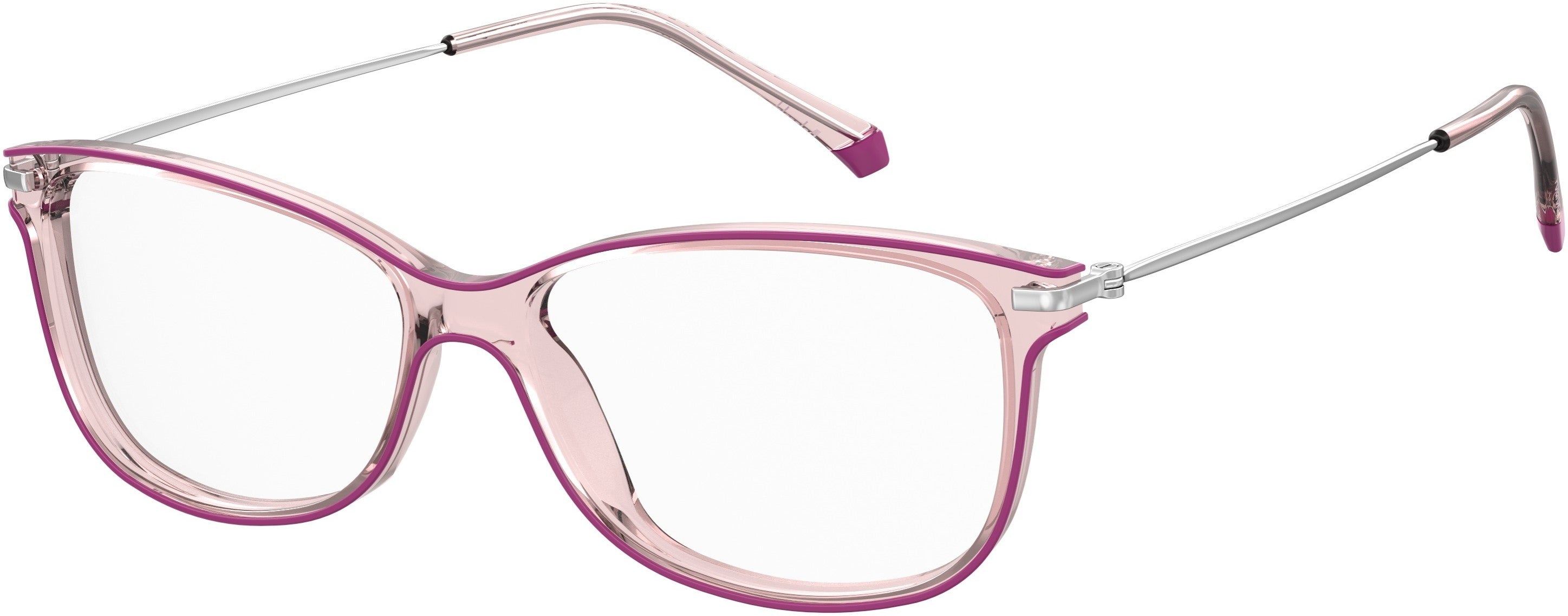 Polaroid Core Polaroid D 416 Rectangular Eyeglasses 035J-035J Pink (00 Demo Lens)