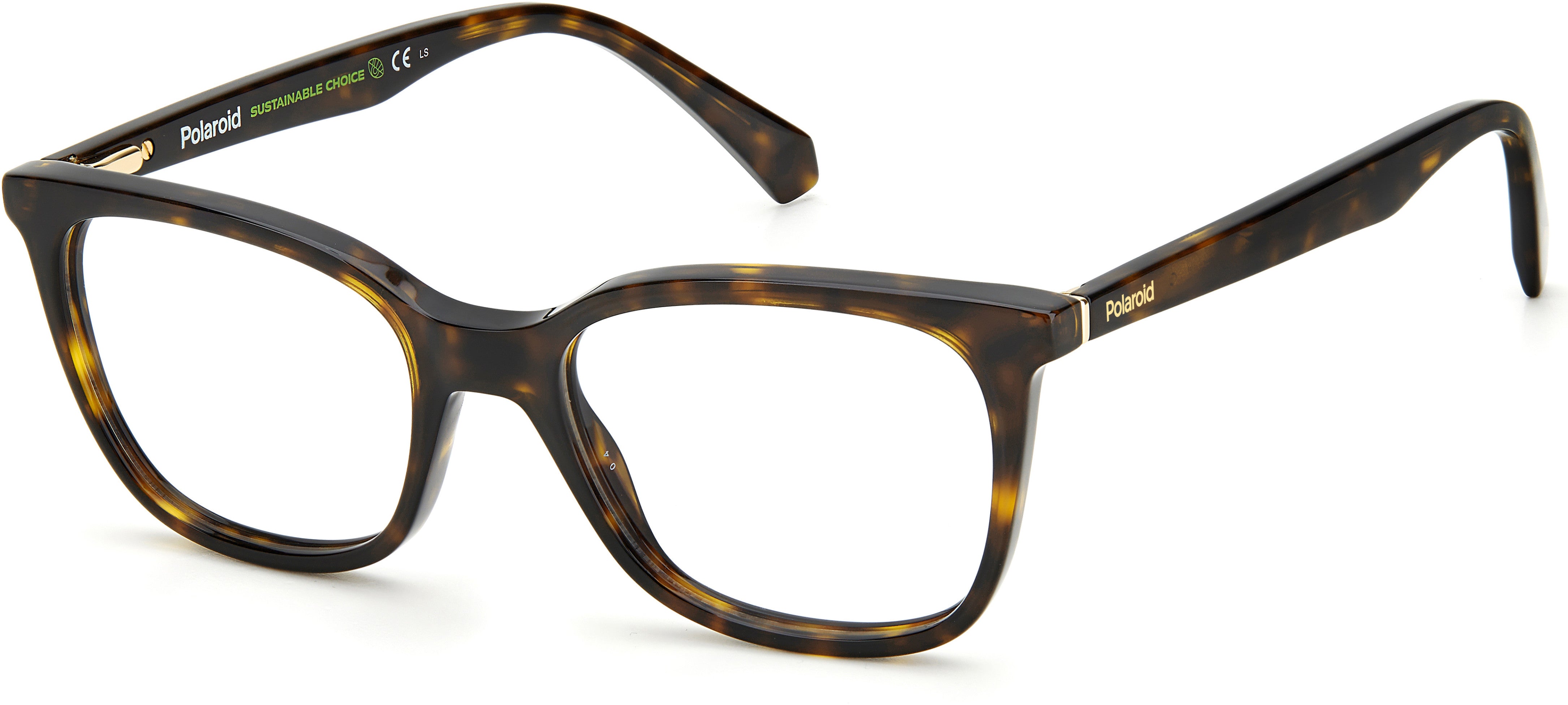 Polaroid Core Polaroid D 423 Rectangular Eyeglasses 0086-0086 Dark Havana (00 Demo Lens)