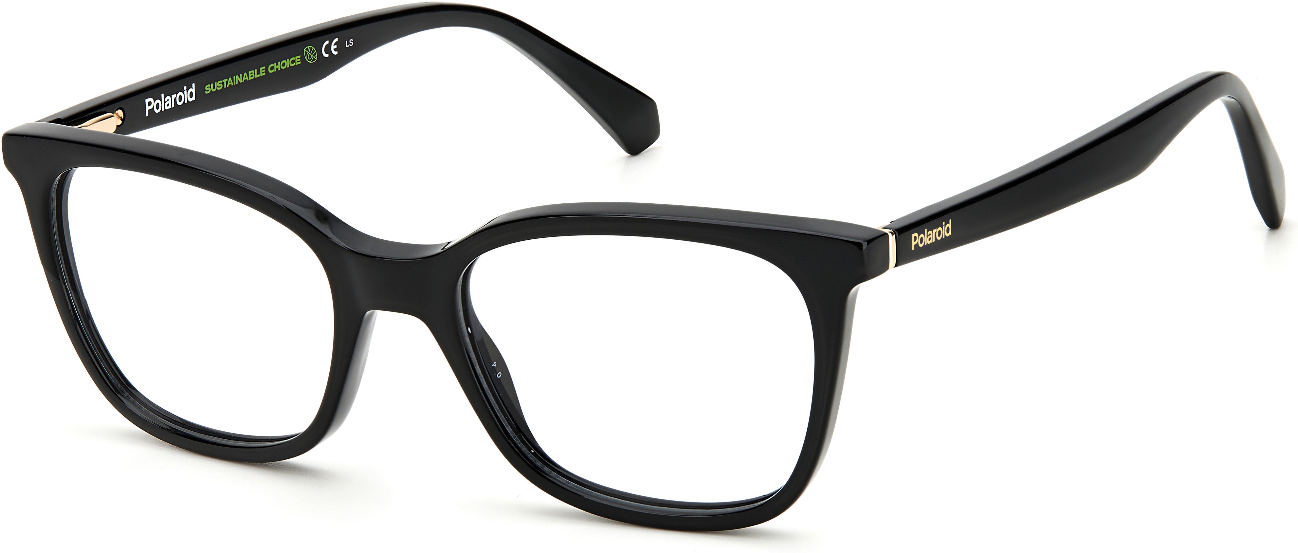 Polaroid Core Polaroid D 423 Rectangular Eyeglasses 0807-0807 Black (00 Demo Lens)