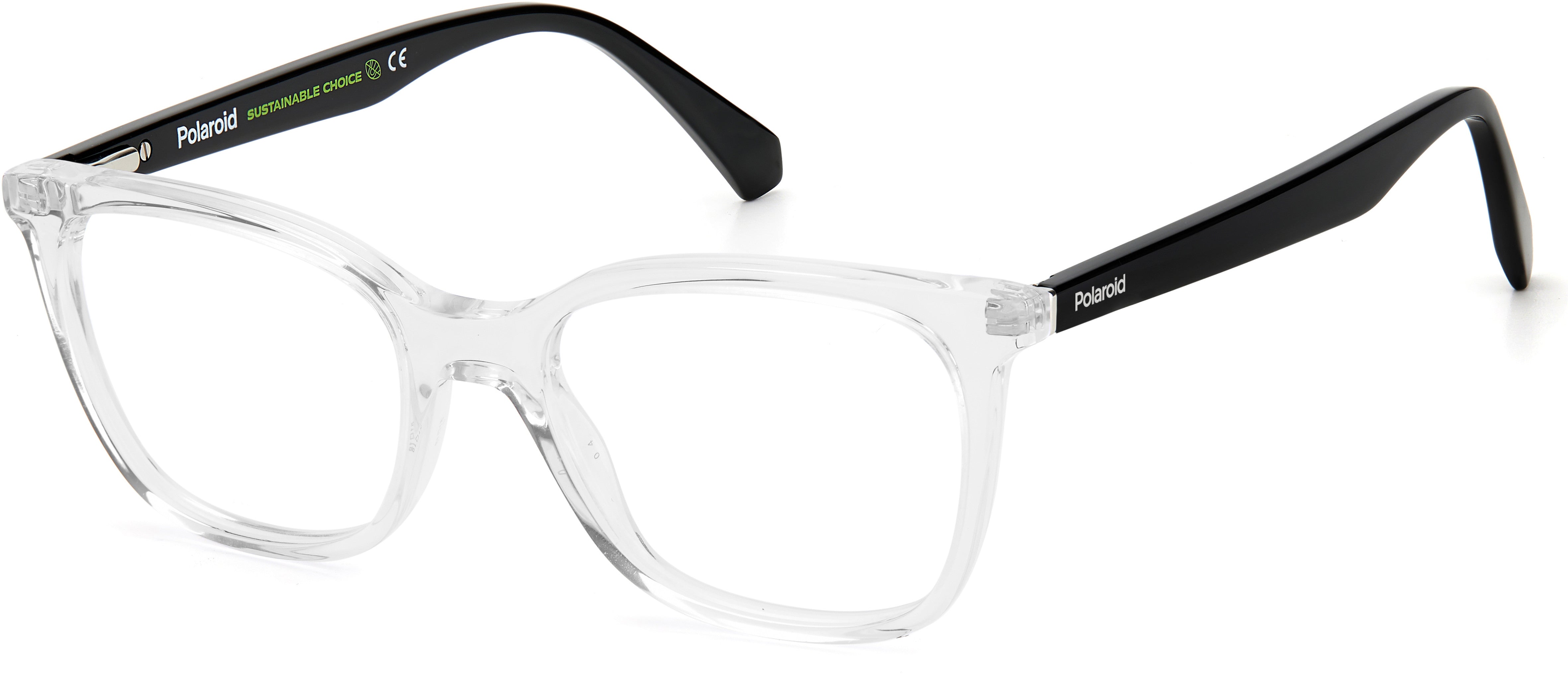Polaroid Core Polaroid D 423 Rectangular Eyeglasses 0900-0900 Crystal (00 Demo Lens)