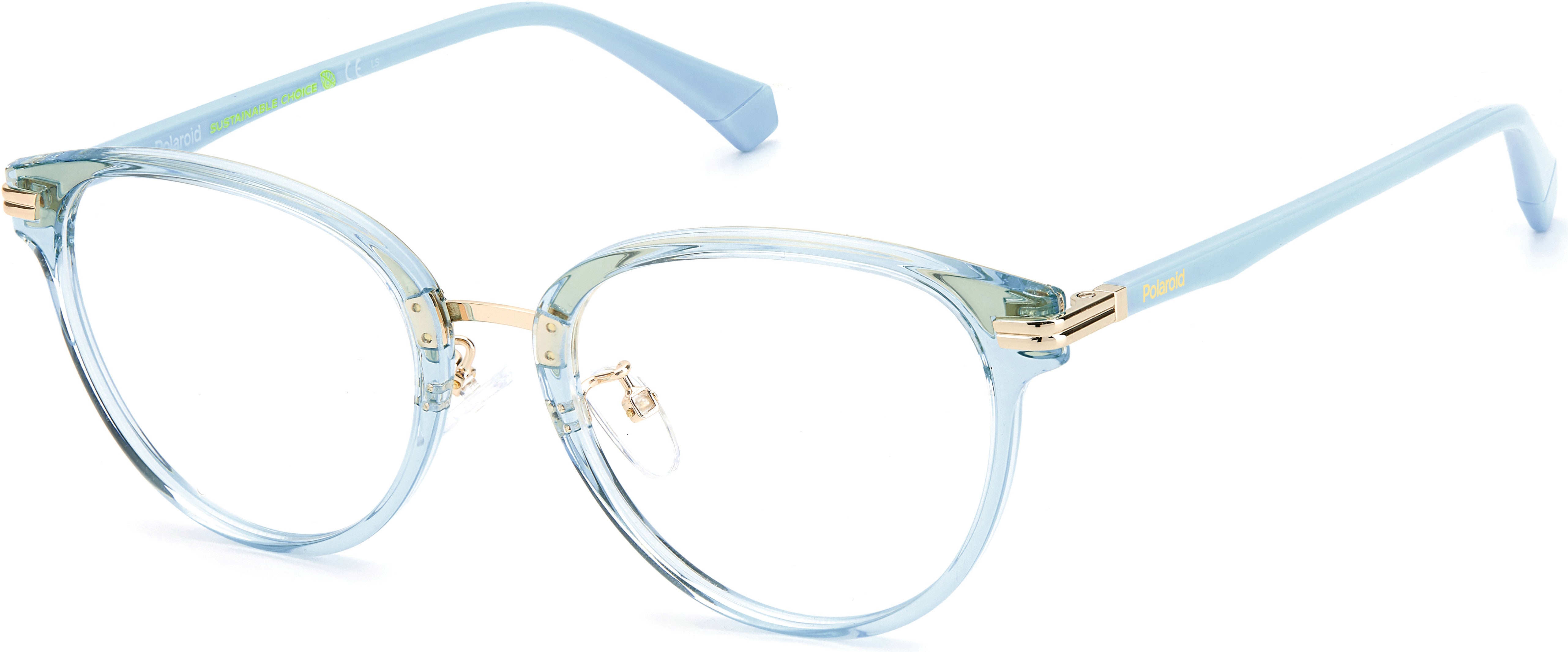 Polaroid Core Polaroid D 427/G Tea Cup Eyeglasses 030O-030O Azure Rose Gold (00 Demo Lens)