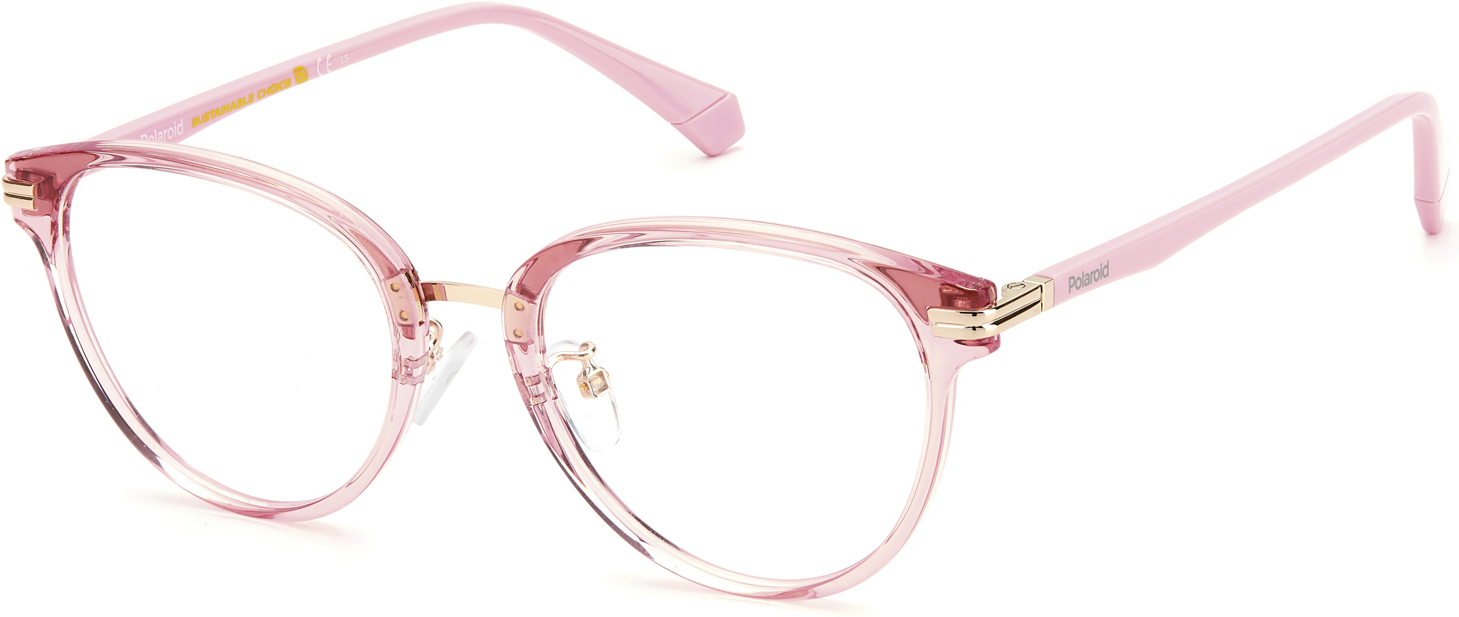 Polaroid Core Polaroid D 427/G Tea Cup Eyeglasses 035J-035J Pink (00 Demo Lens)