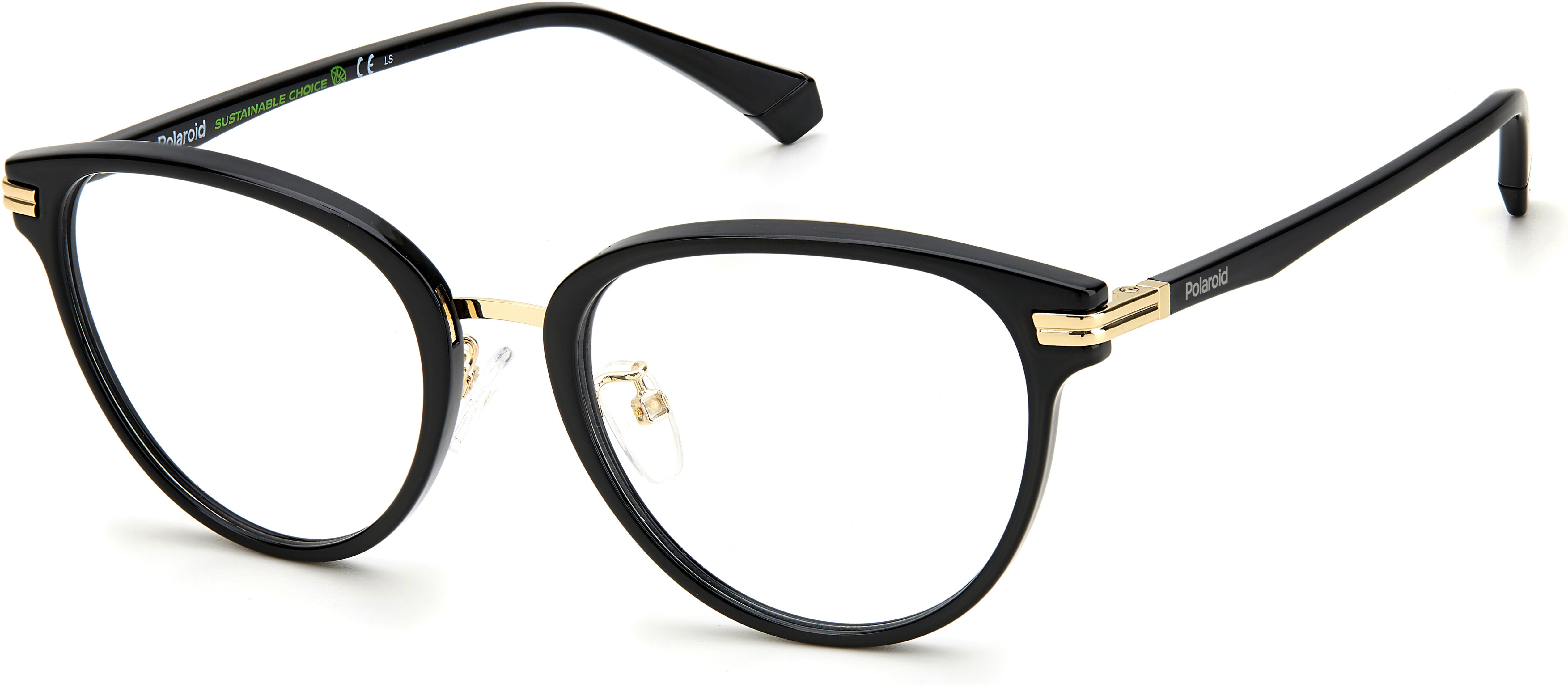 Polaroid Core Polaroid D 427/G Tea Cup Eyeglasses 0807-0807 Black (00 Demo Lens)