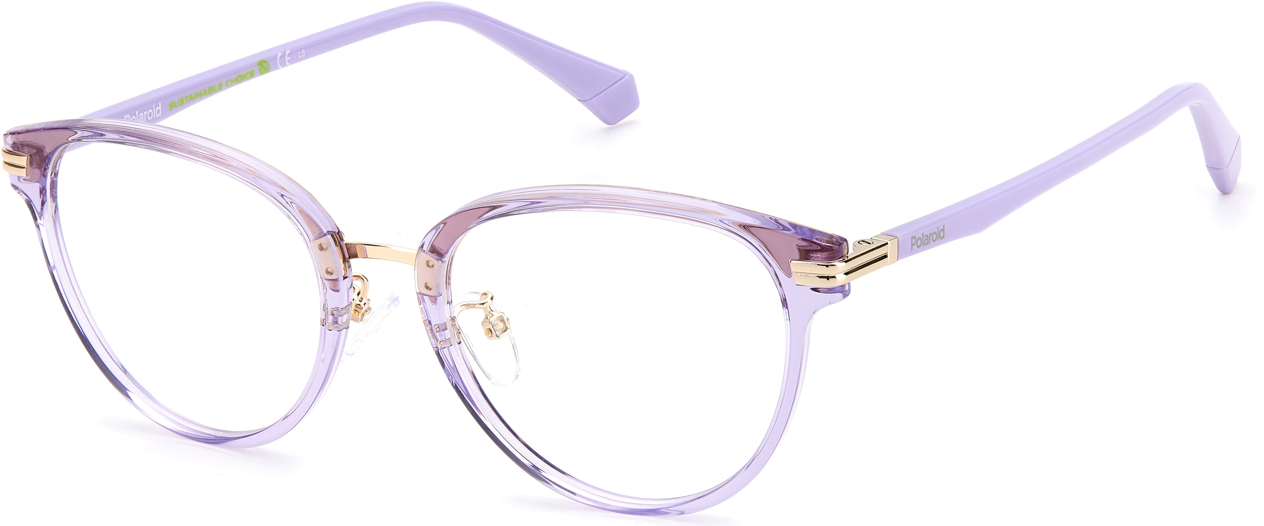 Polaroid Core Polaroid D 427/G Tea Cup Eyeglasses 0B3V-0B3V Violet (00 Demo Lens)