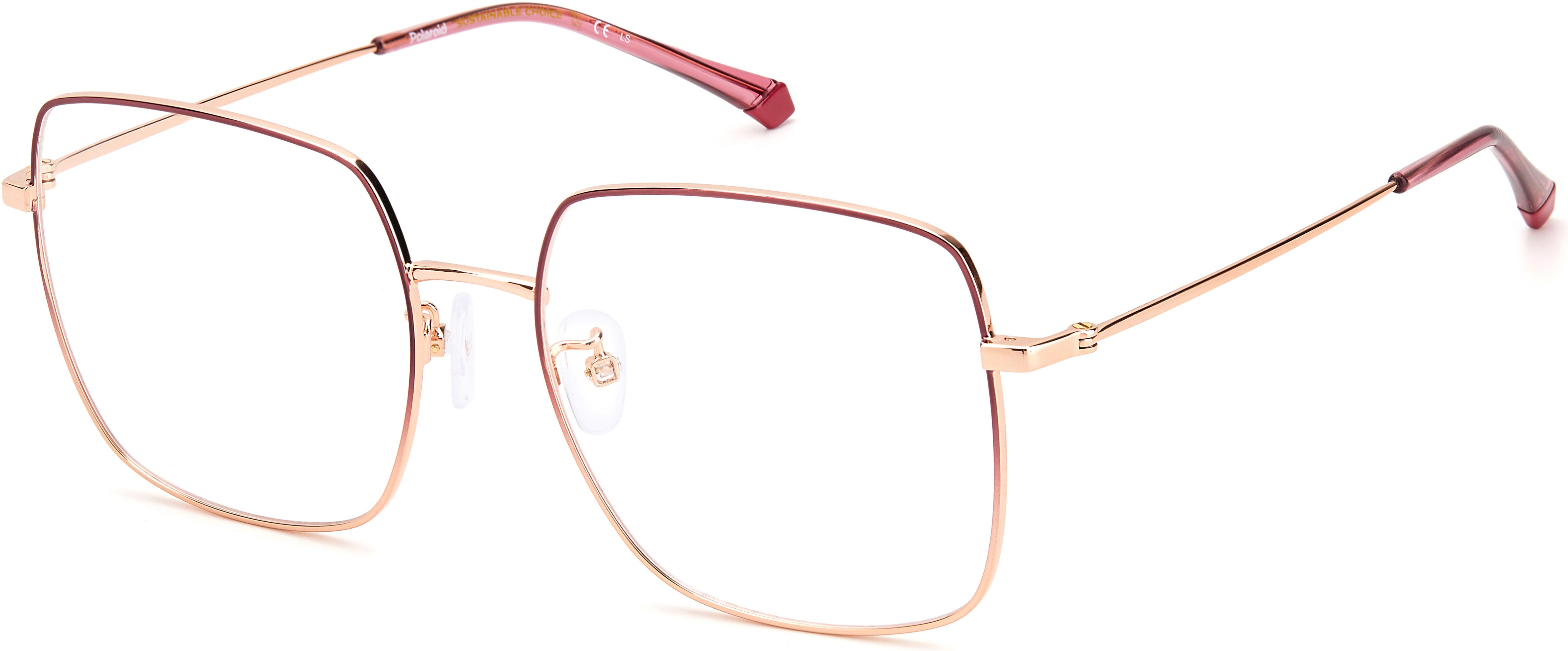 Polaroid Core Polaroid D 428/G Square Eyeglasses 00T5-00T5 Burgundy Pink (00 Demo Lens)