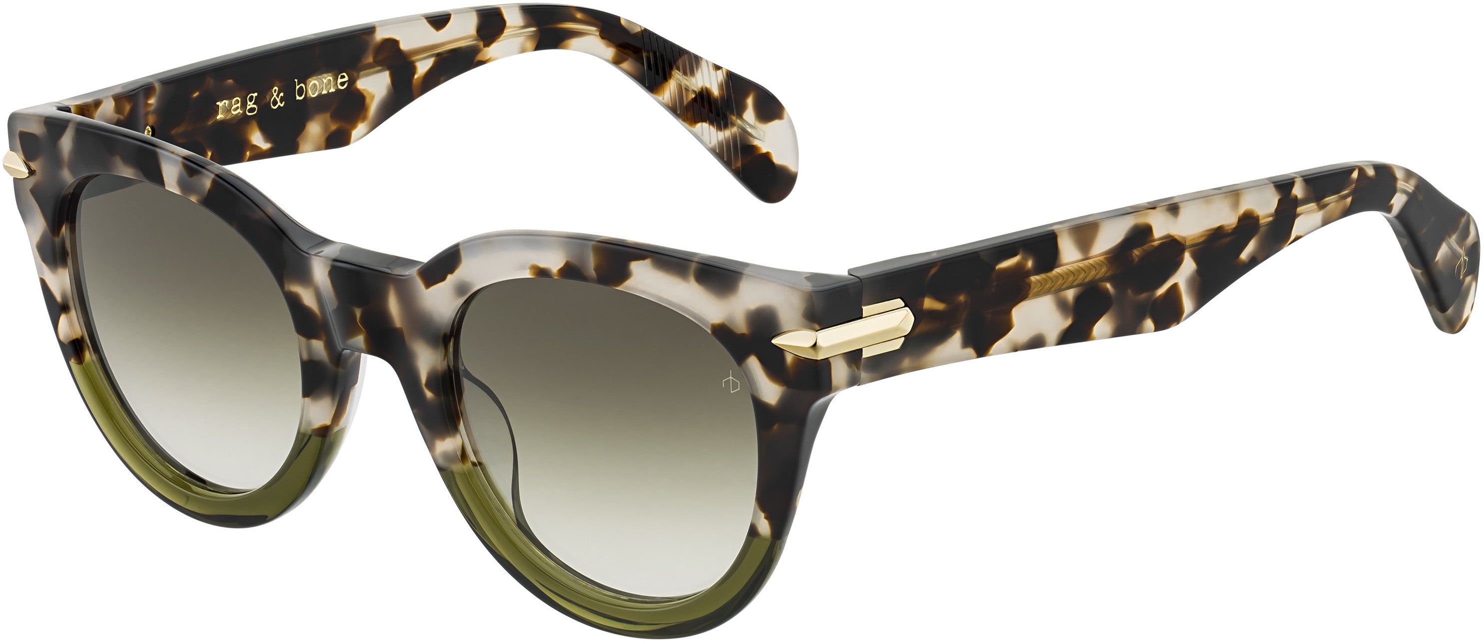 Rag & Bone Rag & Bone 1015/S Tea Cup Sunglasses 0ACI-0ACI Gray Bksptd (9K Green Shaded)