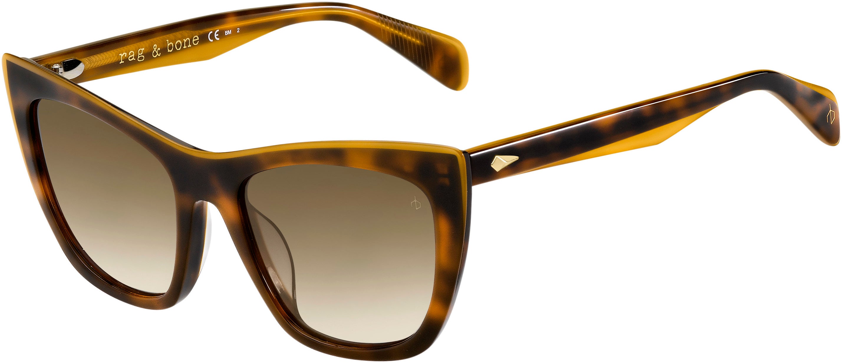 Rag & Bone Rag & Bone 1039/G/S Cat Eye/butterfly Sunglasses 0GPH-0GPH Brown Havana Orange (HA Brown Gradient)